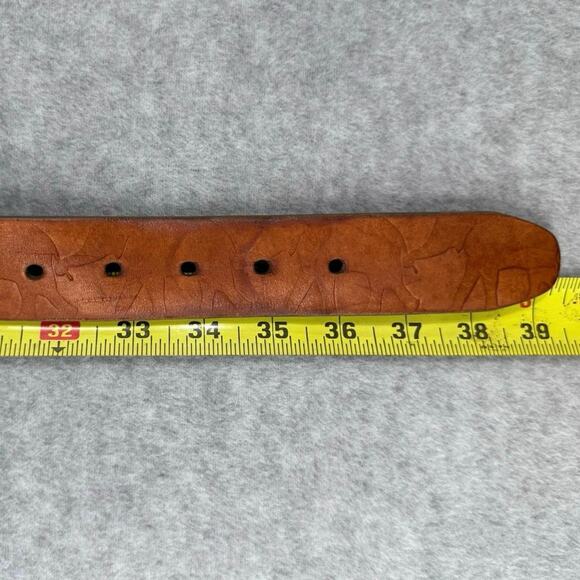 Coldwater Creek Women’s sz S Genuine Leather Elephant Embossed Belt Brown - Picture 4 of 10